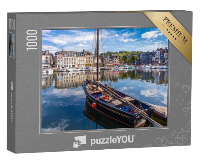 Puzzel 1000 stukjes „Honfleur haven, Normandië; oude vissersboot“