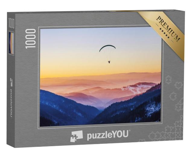 Puzzel 1000 stukjes „Paragliden naar de zonsondergang“