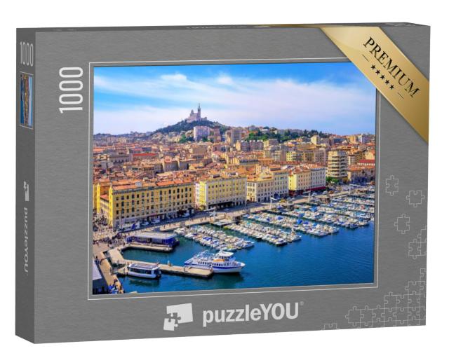 Puzzel 1000 stukjes „Vieux Port en basiliek Notre Dame, Marseille, Frankrijk“