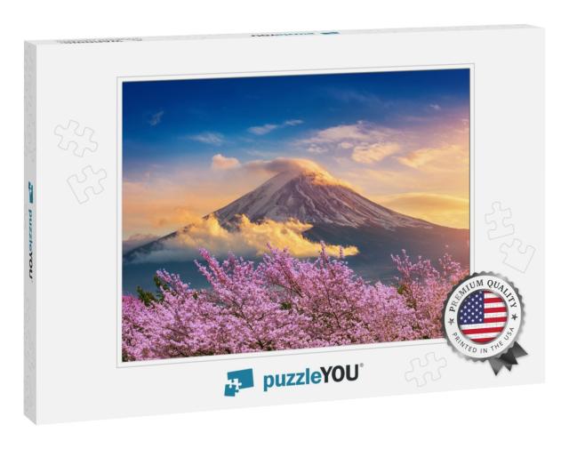 Fuji Mountain & Cherry Blossoms in Spring, Japan... Jigsaw Puzzle