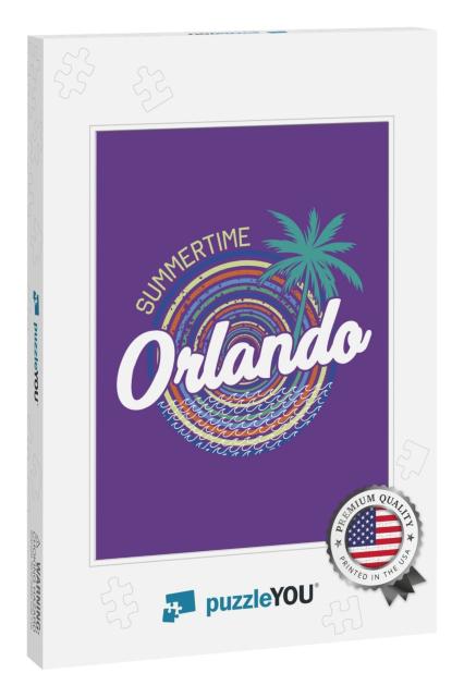 Orlando Summertime Circle Palm Tree Vector Colorful... Jigsaw Puzzle