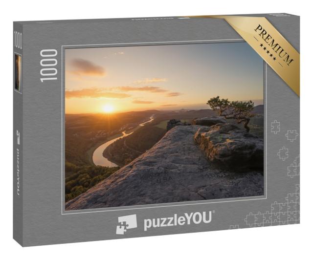 Puzzle 1000 Teile „Sonnenaufgang vom Berg Lilienstein in der Sächsischen Schweiz, Deutschland“