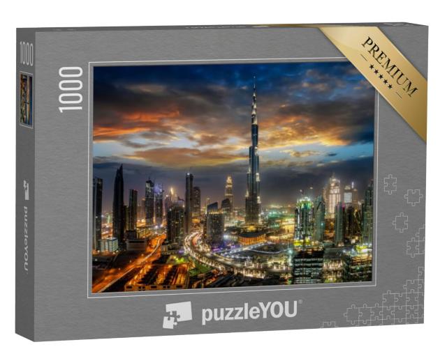 Puzzel 1000 stukjes „Dubai Business Bay bij nacht“