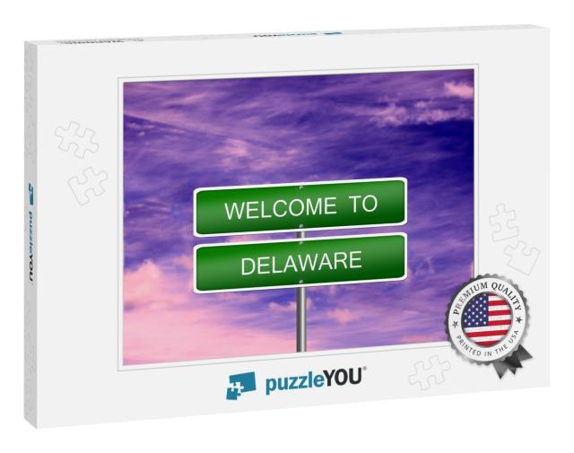 Delaware Welcome Us State Vacation Landscape USA Sign Trav... Jigsaw Puzzle