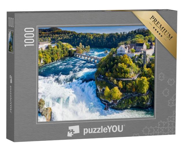 Puzzel 1000 stukjes „Rotskasteel Laufen bij de Rijnwaterval in Zwitserland“