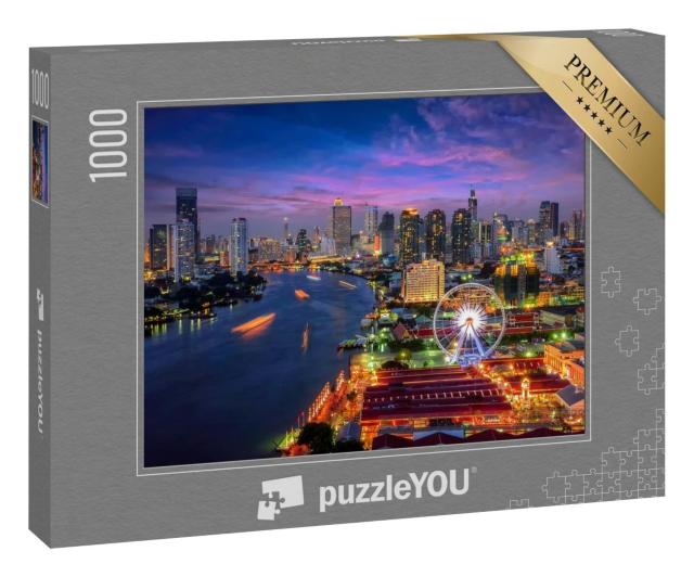 Puzzle 1000 Teile „Stadtbild von Bangkok am Abend“