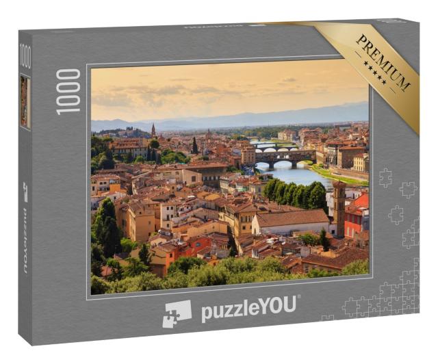 Puzzle 1000 Teile „Skyline von Florenz mit Brücken, Italien“