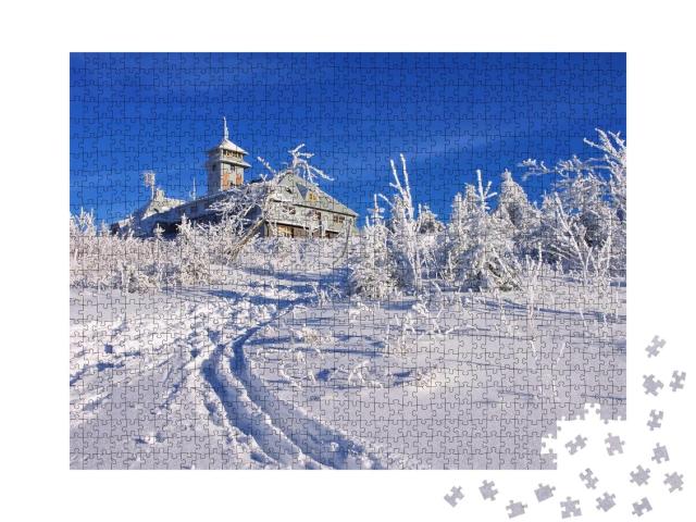 Puzzle 1000 Teile „Berg Fichtelberg im Winter“