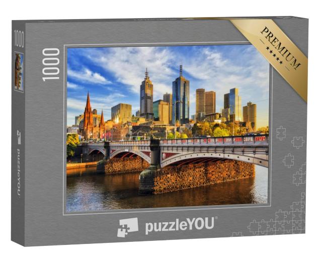 Puzzel 1000 stukjes „Ochtend boven de wolkenkrabbers van Melbourne“