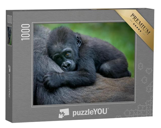 Puzzel 1000 stukjes „Een babygorilla“