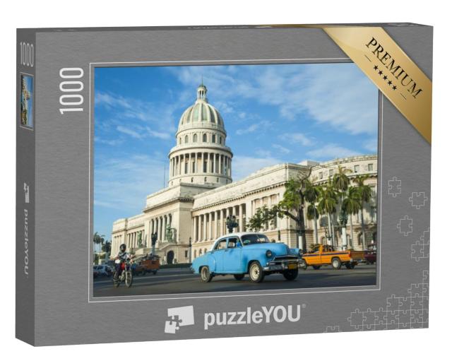 Puzzel 1000 stukjes „Amerikaanse vintage taxi's in Havana, Cuba“