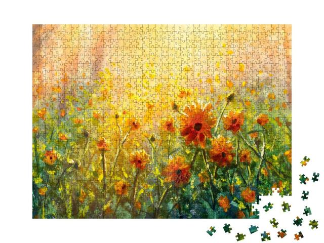 Puzzle 1000 Teile „Ölgemälde: Eine Blumenwiese“