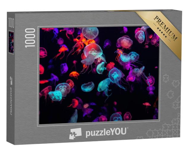 Puzzel 1000 stukjes „Kleurrijke kwallen onder water“