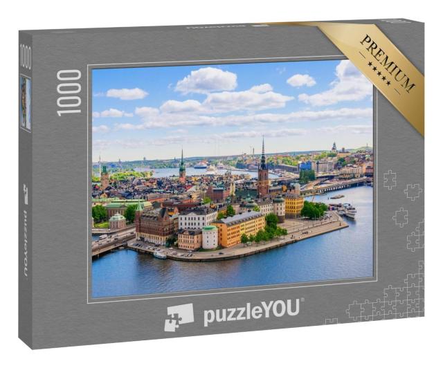 Puzzle 1000 Teile „Vogelperspektive: Luftbild vom Rathausturm in Stockholm, Schweden“