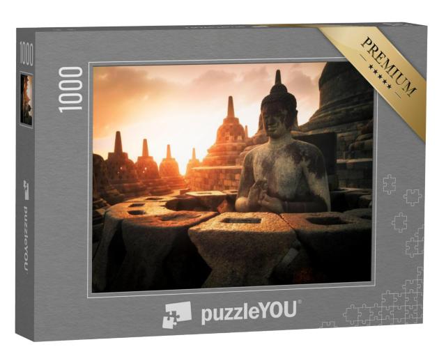 Puzzel 1000 stukjes „Boeddhabeeld in het Borobudur tempelcomplex, Indonesië“