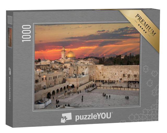 Puzzel 1000 stukjes „Westelijke Muur bij de Rotskoepel op de Tempelberg in Jeruzalem, Israël“