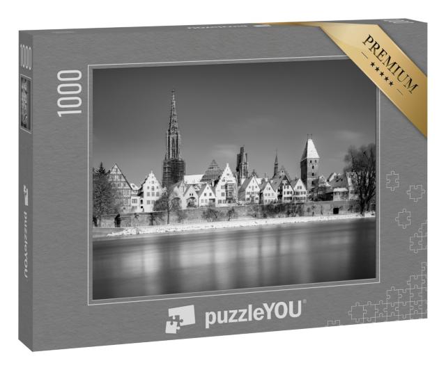 Puzzle 1000 Teile „Blick auf Ulm mit Münster und Donau bei Schnee “