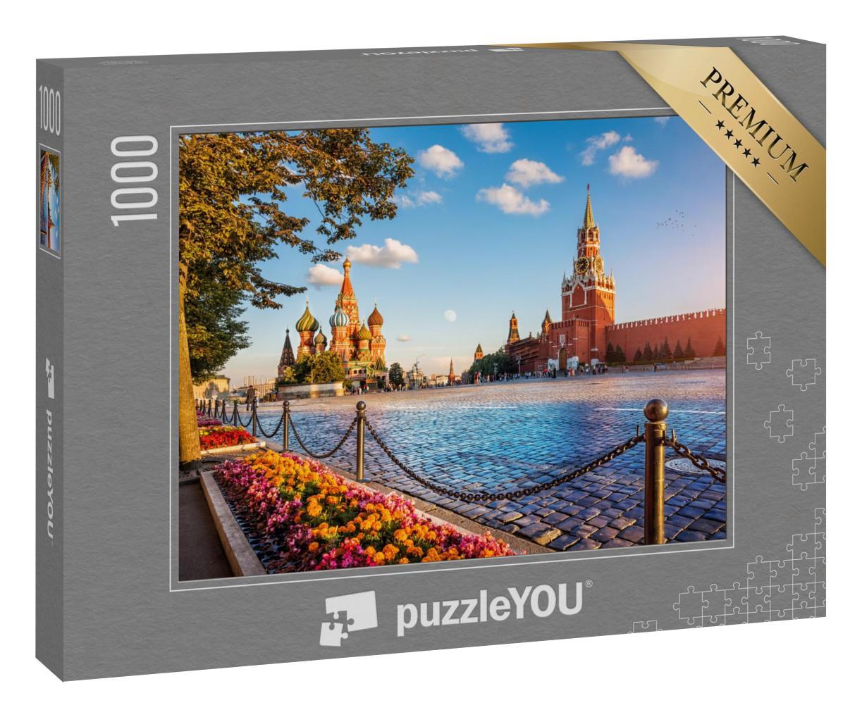 Puzzle 1000 Teile „Basilius-Kathedrale und Spasski-Turm auf dem Roten Platz in Moskau“