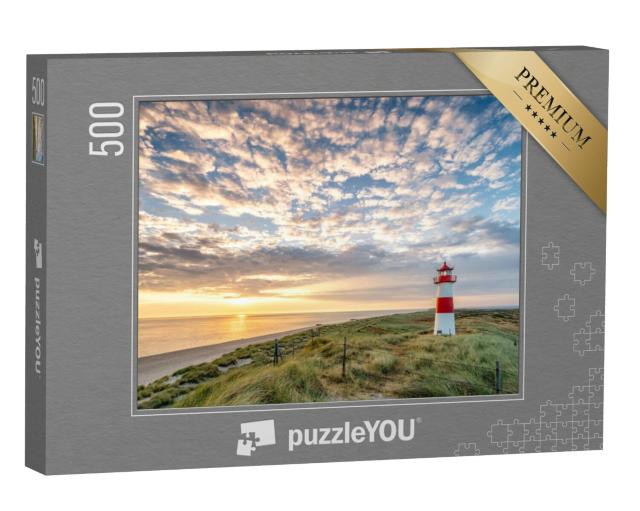 Puzzel 500 stukjes „Rode vuurtoren op het eiland Sylt, Noord-Friesland, Sleeswijk-Holstein, Duitsland“