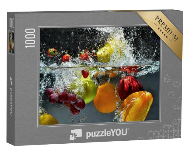 Puzzel 1000 stukjes „Vers fruit en verse groenten die onder water liggen“