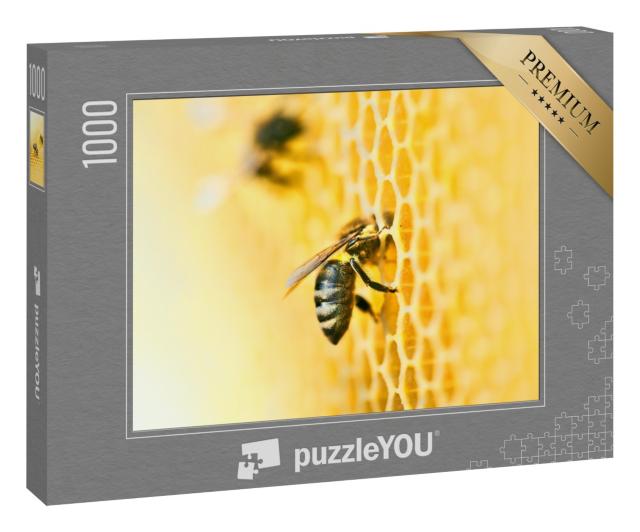Puzzle 1000 Teile „Makroaufnahme: Bienenstock mit Honigwabe und Bienen“