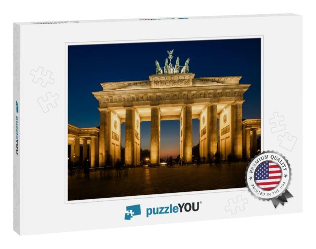 The Floodlit Brandenburg Gate in Berlin with a Few Fleeti... Jigsaw Puzzle