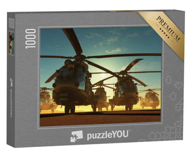 Puzzel 1000 stukjes „Een groep militaire helikopters“