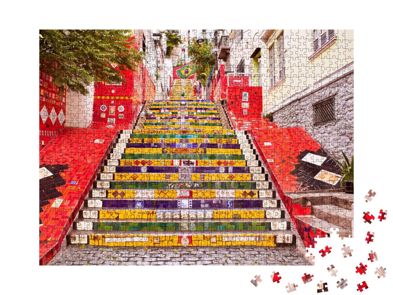 Puzzle 1000 Teile „Escadaria Selaron berühmte öffentliche Treppe in Rio de Janeiro, Brasilien“