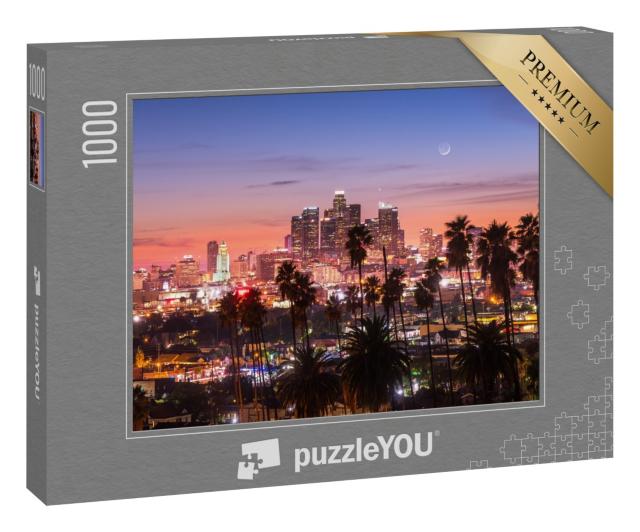 Puzzle „Ein Sonnenuntergang durch die Palmen, Los Angeles, Kalifornien“