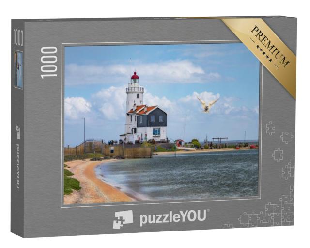 Puzzel 1000 stukjes „De vuurtoren van Marken, een klein eiland in het Markermeer“