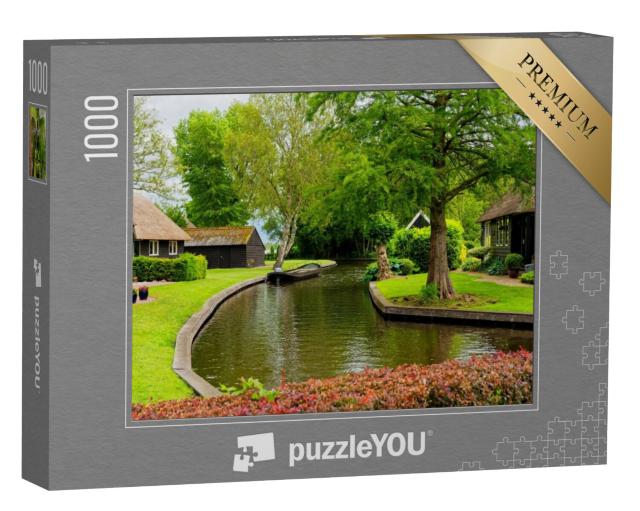 Puzzel 1000 stukjes „Charmant stadje Giethoorn aan de grachten, Nederland“