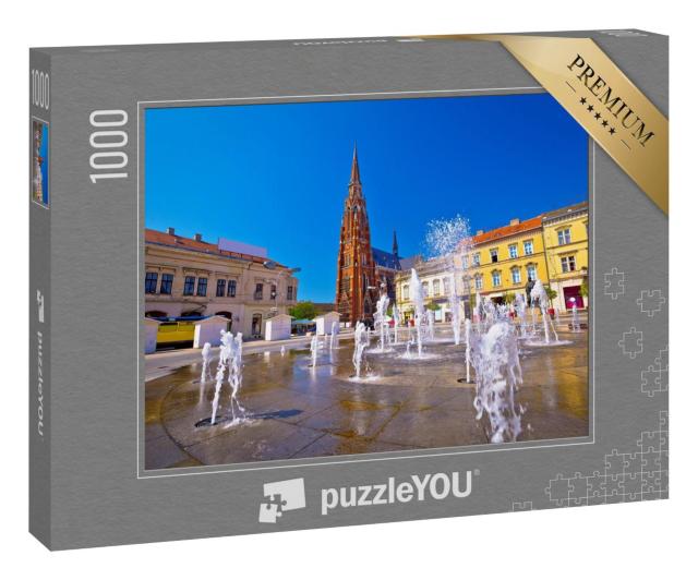 Puzzle 1000 Teile „Osijek: Hauptplatz mit Brunnen und Kathedrale, Kroatien“