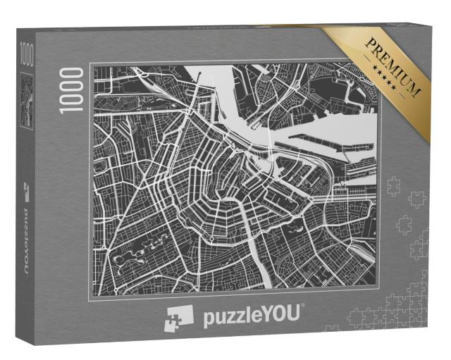 Puzzel 1000 stukjes „Gestileerde kaart van Amsterdam“