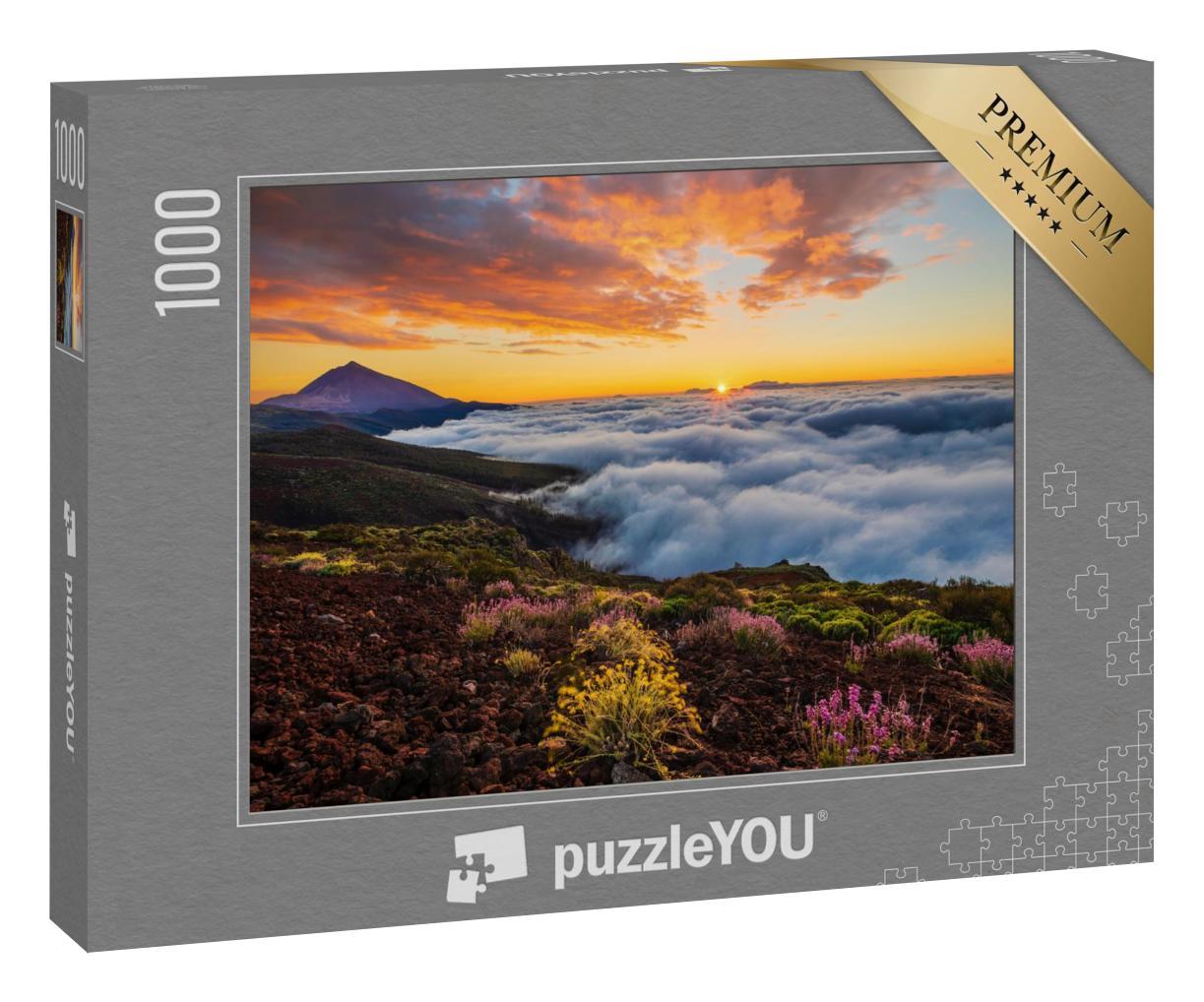 Puzzle 1000 Teile „Sonnenuntergang über den Wolken im Vulkan-Nationalpark Teide, Teneriffa“