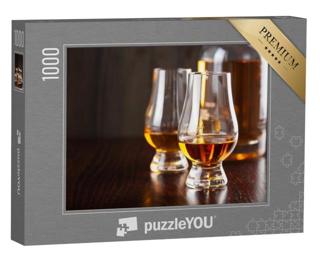 Puzzel 1000 stukjes „Fles en glazen met whisky“