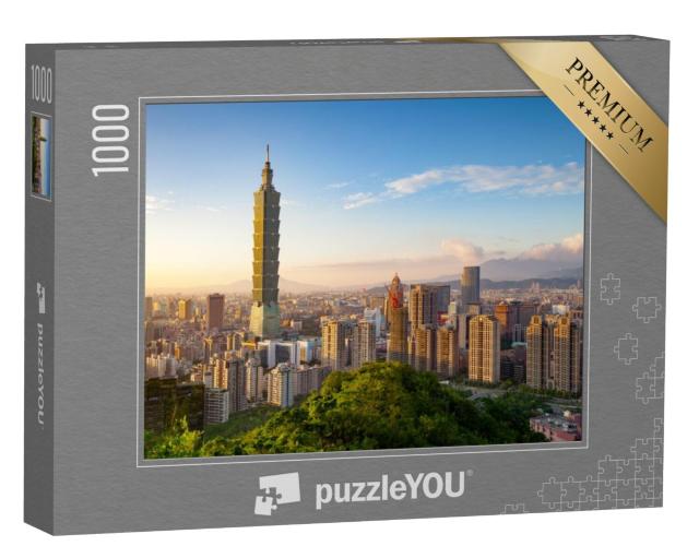 Puzzel 1000 stukjes „Taipei stad bij zonsondergang, Taiwan“