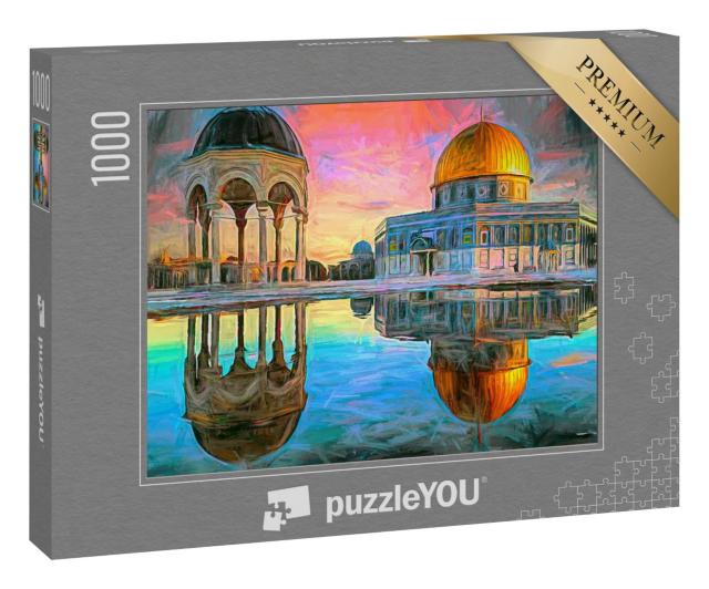 Puzzle 1000 Teile „Gemälde von Jerusalem, Stadt auf dem Tempelberg“