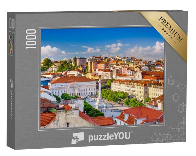 Puzzel 1000 stukjes „Skyline van Lissabon met uitzicht op het Rossio-plein“