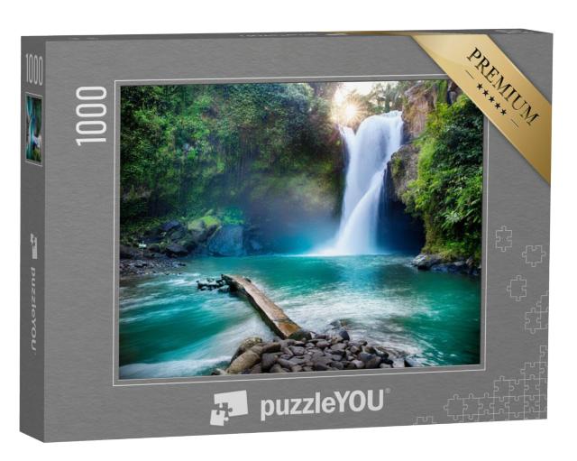 Puzzel 1000 stukjes „Waterval verborgen in de tropische jungle“