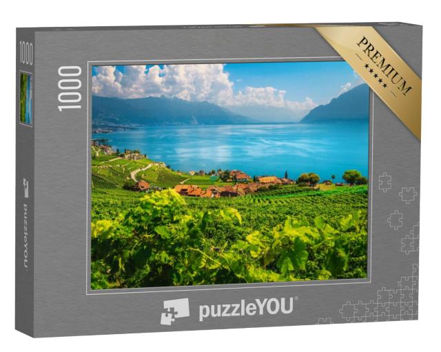 Puzzel 1000 stukjes „Pittoreske wijngaarden op de hellingen van Rivaz, Zwitserland“