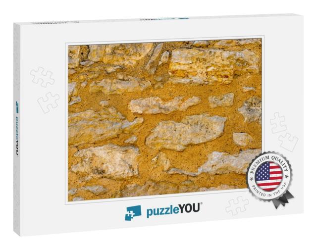 Alamo Mission Stone Clay Adobe Wall Background Abstract S... Jigsaw Puzzle