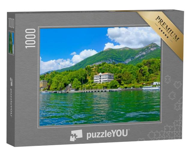 Puzzel 1000 stukjes „Zonnig panorama op het Comomeer met excursieboot“