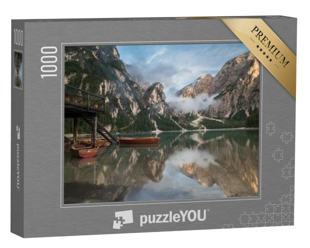 Puzzel 1000 stukjes „Pragser Wildsee, Lago di Braies, Natuurpark Fanes-Sennes-Prags, Dolomieten“