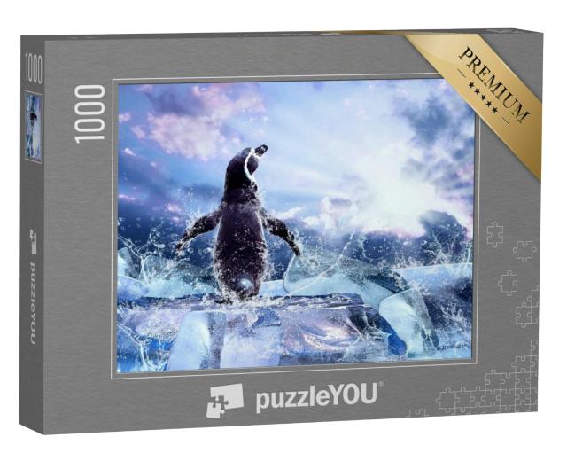 Puzzel 1000 stukjes „Pinguïn op het ijs“