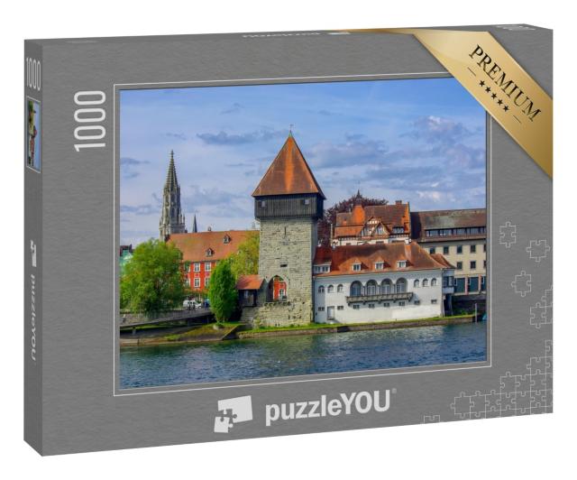 Puzzle 1000 Teile „Historischer Rheintorturm, mittelalterliches Stadttor in Konstanz am Bodensee“