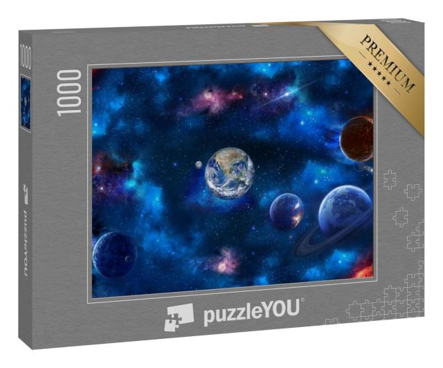 Puzzle 1000 Teile „Weltraumszene mit Planeten, Sternen und Galaxien in hoher Auflösung“