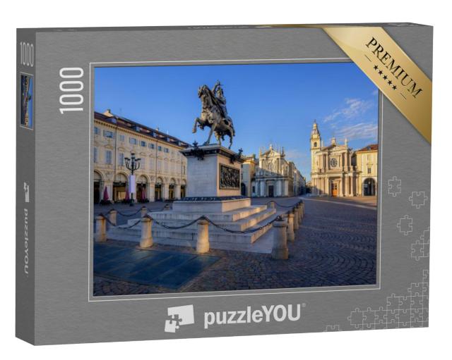 Puzzel 1000 stukjes „Piazza San Carlo en het bronzen monument voor Emmanuel Philibert in Turijn“