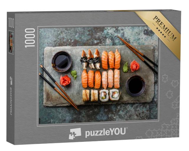 Puzzel 1000 stukjes „Sushi set sashimi en sushi rollen“