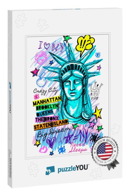 New York City Statue of Liberty, Freedom, Poster, T Shirt... Jigsaw Puzzle