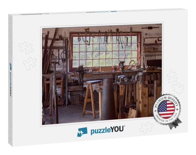 Large Table by the Window Old Vintage Craftsman's Worksho... Jigsaw Puzzle